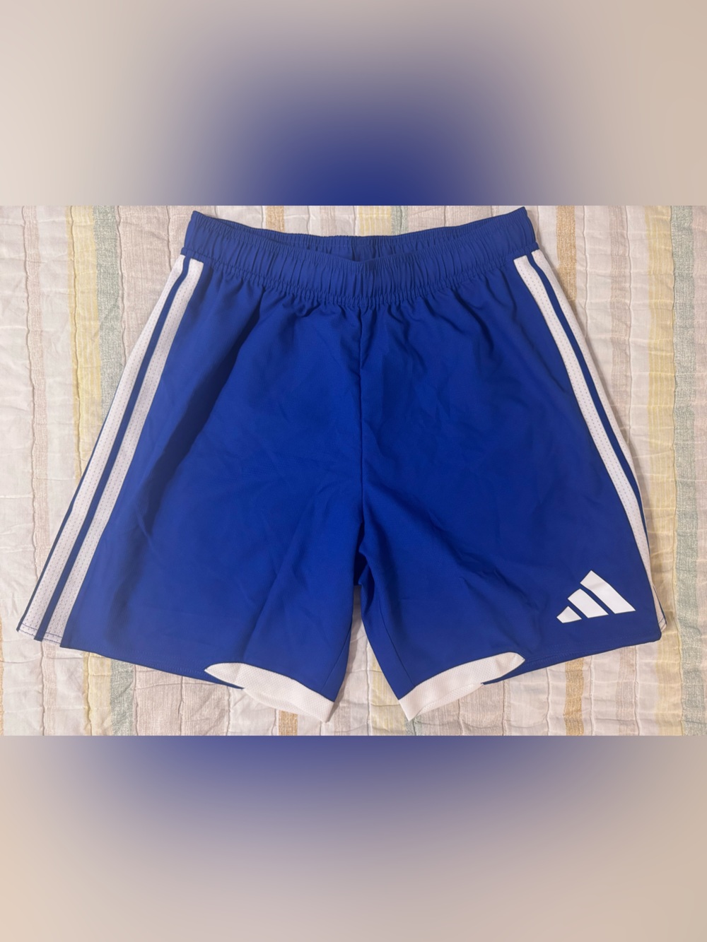 adidas Royal Blue Athletic Shorts with White Stripes